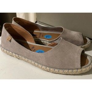 Verbenas Espadrille Flats CRUZ Leather d’orsay Upper Open Toe Size 7.5 EU 38